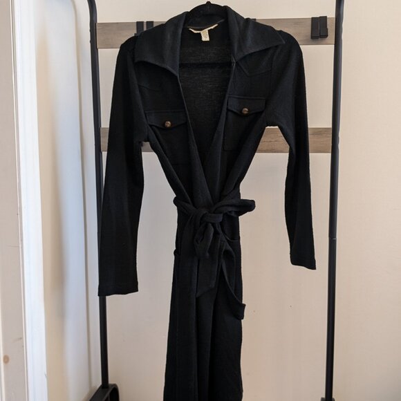 Black Wool Diane Von Furstenberg Wrap Dress - Picture 1 of 3